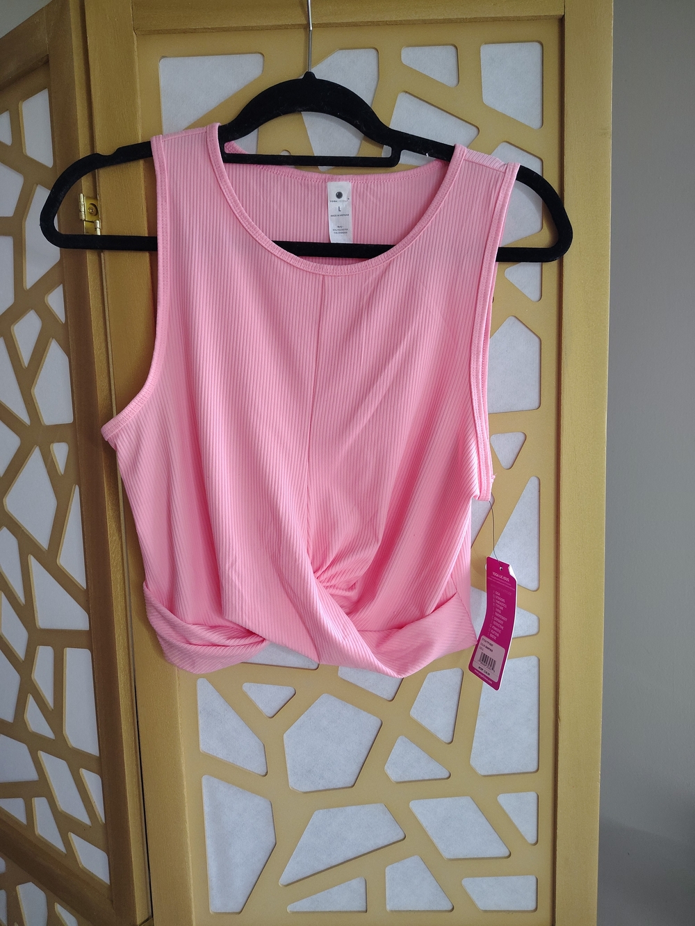 Yogalicious Pink Twist-Front Ribbed Tank